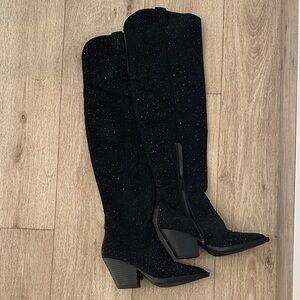 Windsor Black Sparkle Over-the-Knee Boots